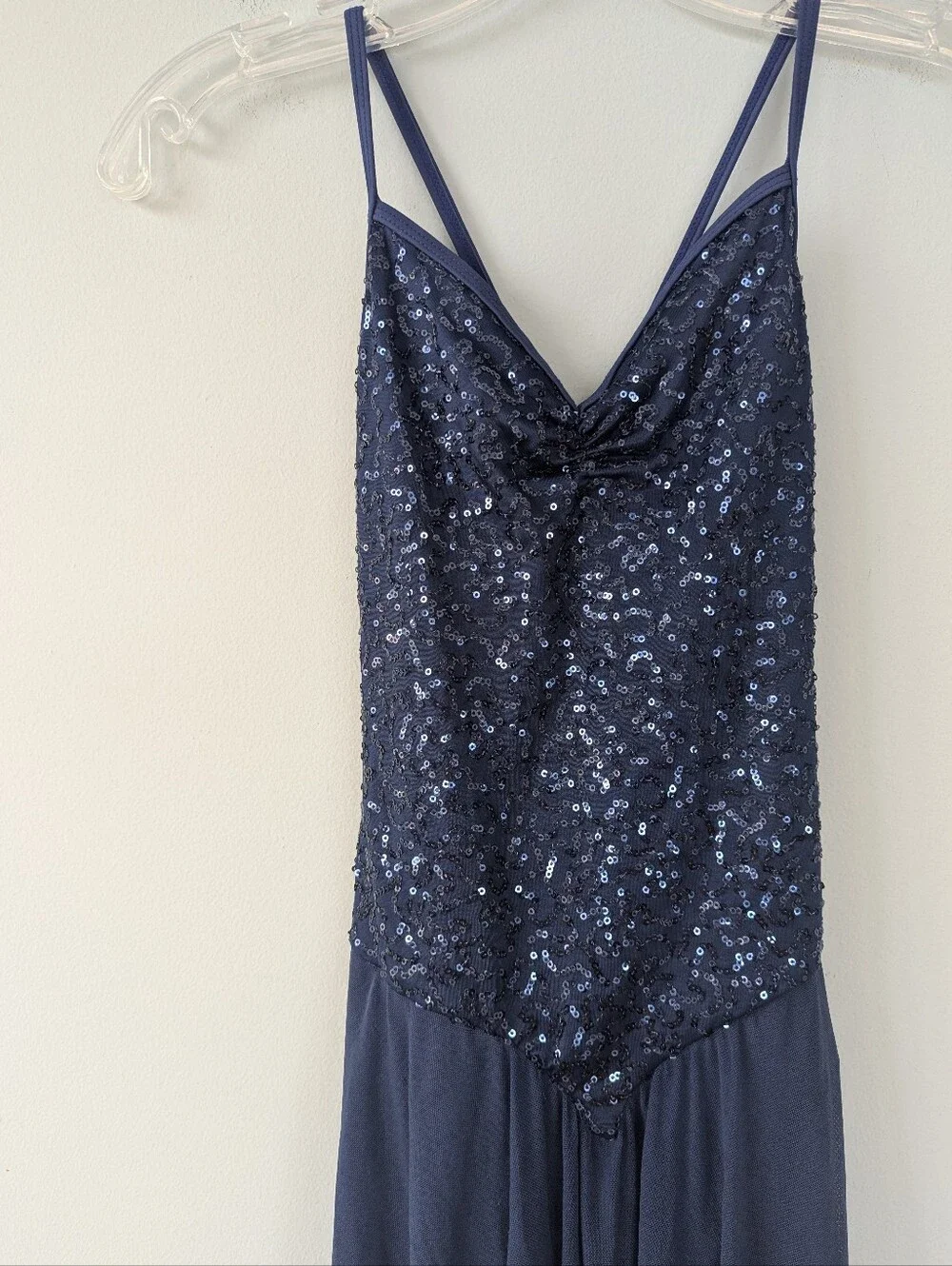 Balera Weissman Girls Navy Blue Sequin High Low Dress Dance Costume